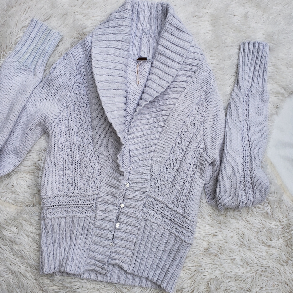 SOLD Free People Cardigan Sweater Cable Knit - Picture 1 of 7